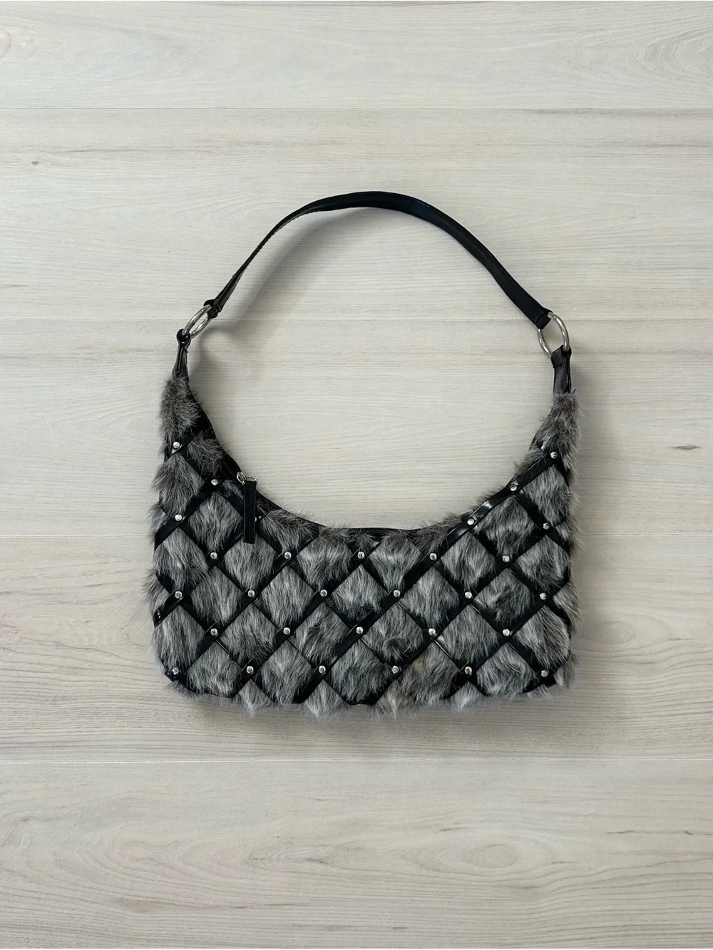 fuzzy shoulder bag
